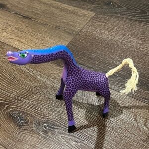 Hand carved and painted giraffe from Oaxaca Mexico signed by the artist